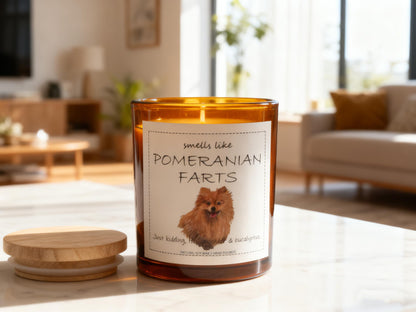 Pomeranian Gifts & Decor, Dog Mom Gift for Women, Smells Like Pomeranian Farts Candle - Lavender & Eucalyptus, Crafted by Natural Soy Wax & Natural Essential Oils