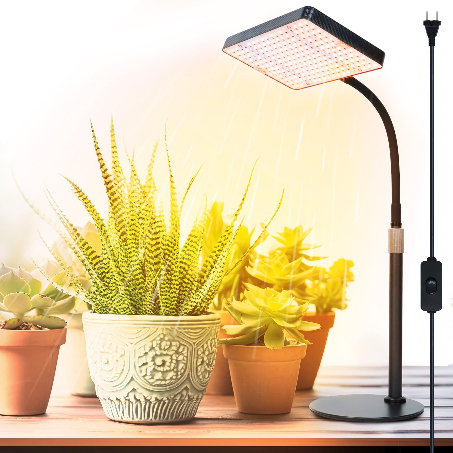 FRGROW 2026 Tabletop Grow Lights for Indoor Plants, Seed Starting, Bonsai, 25 Watt Power Draw, NO Need Adapter, Bright Enough Like A Small Sun, Daisy Chain Function, 16"-24" Height Adjustable
