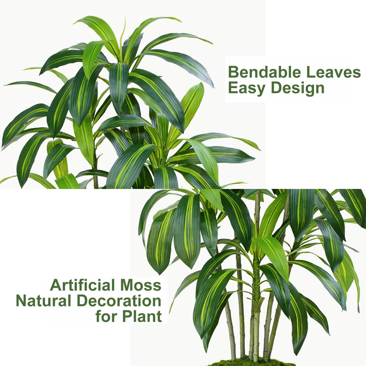 ZEEOZE Dracaena Plant Artificial Tree 7Ft Tall Fake Tropical Floor Plants Potted (Real Touch) Artificial Silk Tree Leaf Faux Trees White Tall Planter for Home Office Living Room Indoor Outdoor Decor