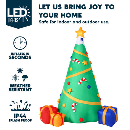Joiedomi 8 FT Tall Christmas Inflatables Tree Decoration, Lighted Giant Christmas Tree with Build-in Projection Blow Up Self-Inflatables for Xmas Party Indoor, Outdoor, Yard, Garden, Lawn Décor