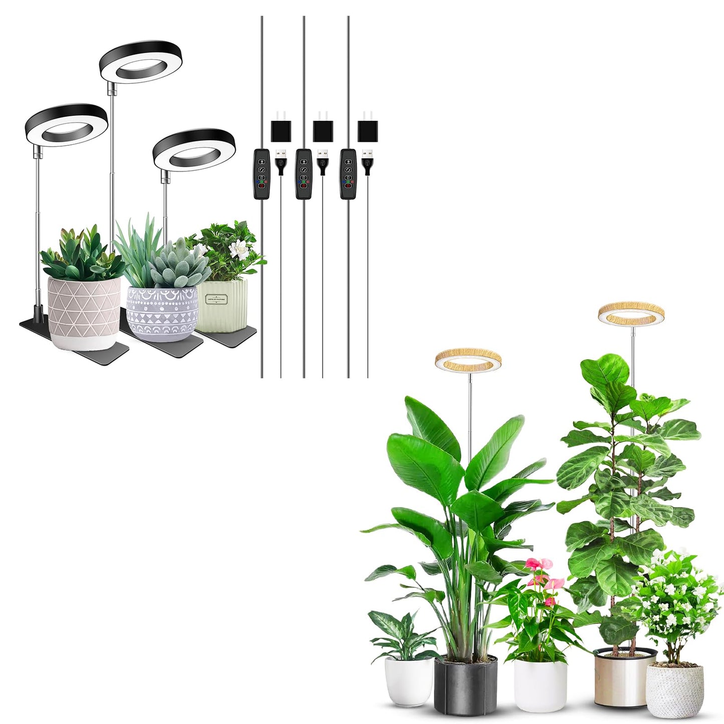 Aokrean Grow Light, Full Spectrum Plant Grow Light, Height Adjustable, Auto Timer, 3 Lighting Modes for Indoor Plnats, 5V