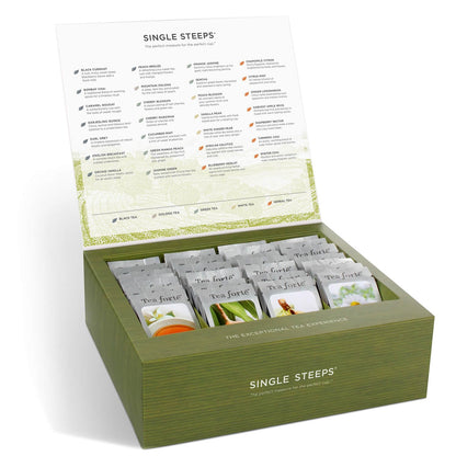 Tea Forte Single Steeps Loose Leaf Tea Sampler, Assorted Variety Tea Box, 15 Single Serve Pouches, Gifts for Mom, Classic Tea