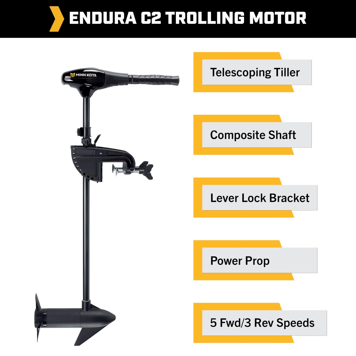 Minn Kota Endura C2 Transom-Mount Electric Trolling Motor – 30 Lb. Thrust, 30 in. Shaft, Freshwater