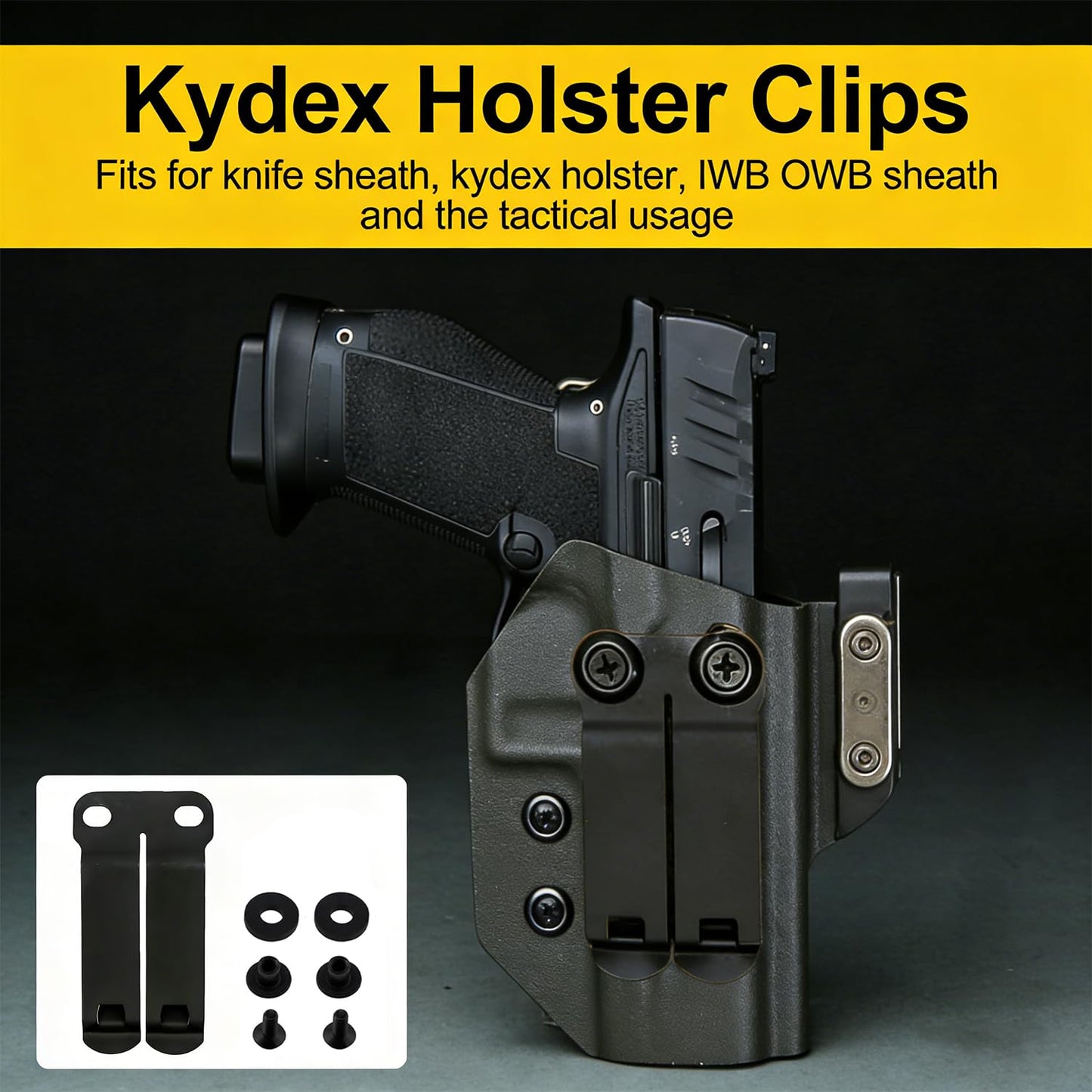 Metal Belt Clips for Kydex Knife Sheath, Pocket Belt Clips Kydex IWB/IWB Holster Clip Kit, Belt Knives Holster Clips Mounting Hardware Replacement Outdoor Knife Accessories (1)