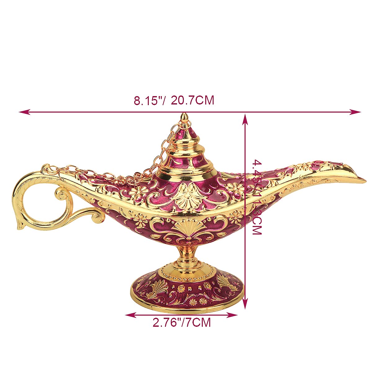 Legend Aladdin Lamp Magic Genie Wishing Light, Classic Arabian Nights Costume Props Lamp Table Decor for Home Wedding Party Halloween Birthday Beautiful Gift for Women Men (Purple & Gold)