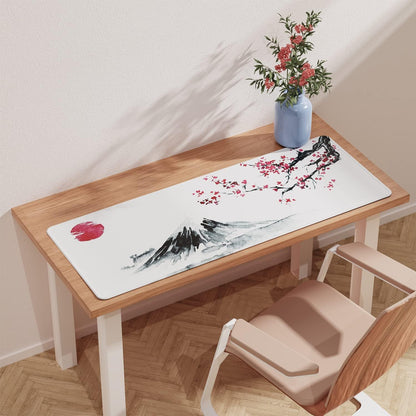 EFISH Japanese Cherry Blossom White Mouse Pad (31.5 × 11.8 × 0.12 inch) Extended Large Mouse Mat Desk Pad, Stitched Edges Mousepad,Non-Slip Rubber Base,Gaming Mouse Pad XL