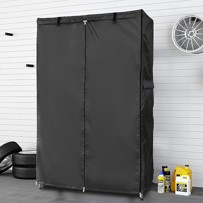 Waterproof Shelf Cover,Outdoor 600D Heavy Duty Dustproof Storage Shelves Cover,48''x18''x82'' Shelf Covers for Wire Shelving with Zippers,Storage Rack Covers with Clear Front