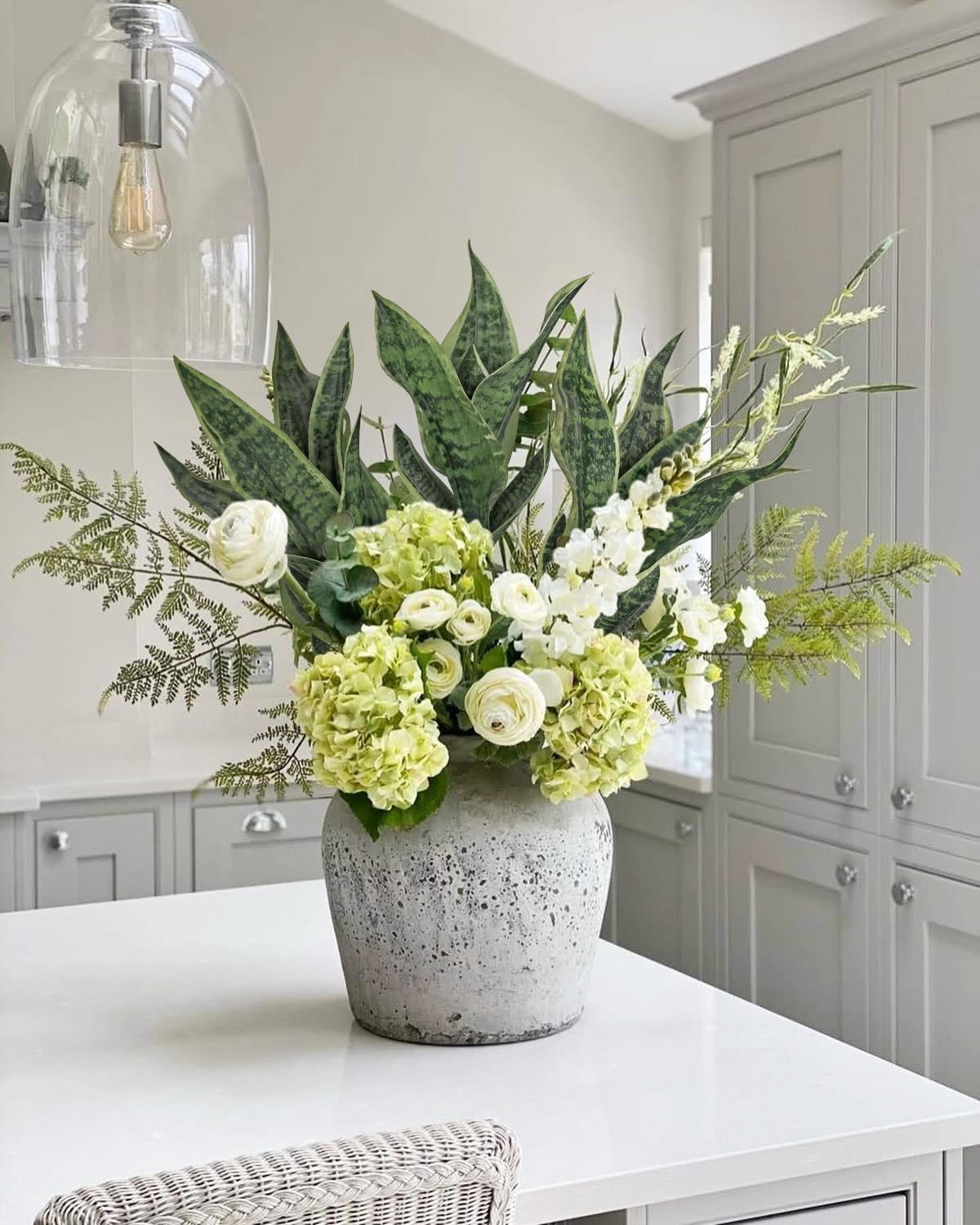 Unpotted Artificial Snake Plant Faux Sansevieria Leaf Single Stem Fake Agave Greenery Realistic Plastic Plant for Home Office Garden Indoor Outdoor Decor