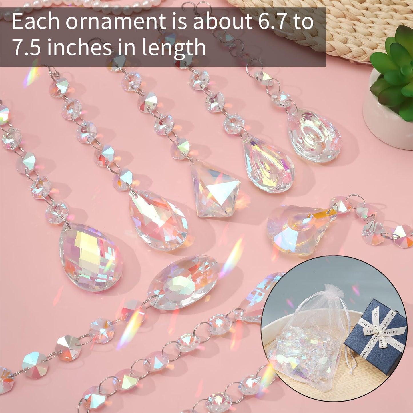 XINRUI Crystal Sun Catcher, 9 Pack Hanging Ornament Crystals Balls Prism Rainbow Maker for Home, Office, Garden Decoration, Window Decorations Decor(Crystal)