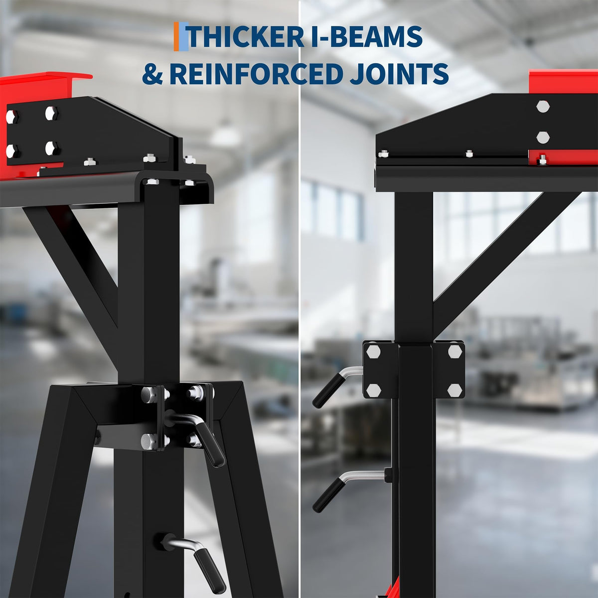 Adjustable Gantry Crane 2 Ton (4400 LBS) with Manual Trolley, Hook and Sling Strap, 12 Locking Positions (97" to 141") with Triangle Base, Portable I-Beam Hoist for Factory, Warehouse, Auto Repair