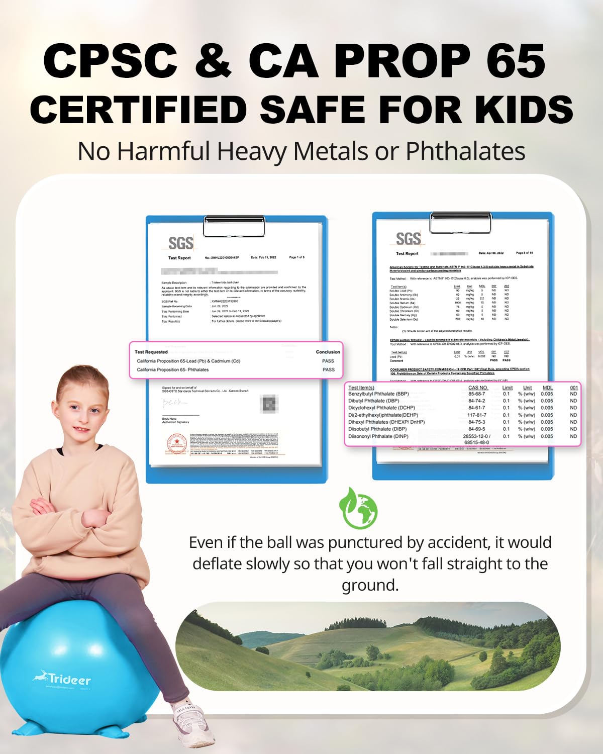 Trideer Flexible Seating for Classroom Elementary, Yoga Ball Chairs for Kids, Wobble Chair of School Supplies for Sensory Kids, Student Desk Chairs for Homeschool (Blue, 55cm)