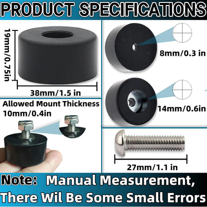 192310GS Anti Vibration Rubber Feet Pads (0.75"x1.5") 4PCS Rubber Dampers for Air Compressors,Generators,Pressure Washers|Compatible with Coleman Powermate 094-0026,Sanborn E106661,Husky Fini D091007