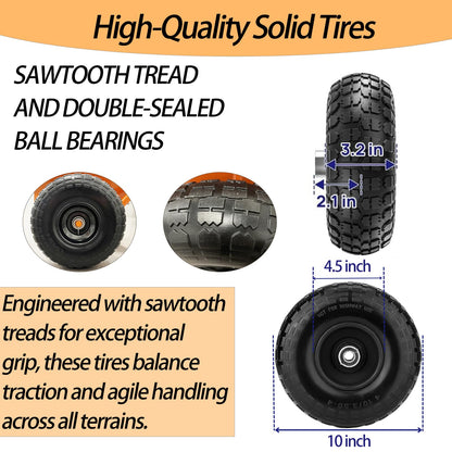 Heavy Duty Panel Dolly, All-Terrain Slab Dolly with 1000 LB Weight Capacity,10-inch Wheels (Orange Solid Tires)-Patent Pending