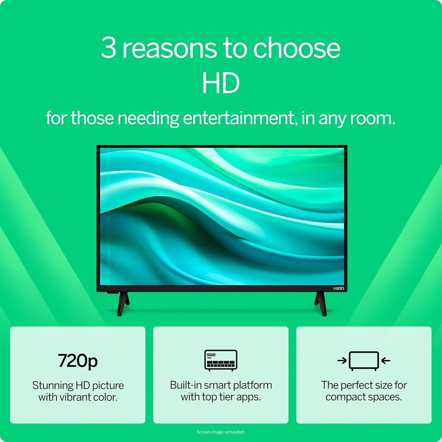 VIZIO 32-inch HD Smart TV 720p LED w/Alexa Compatibility, Google Cast Built-in, Bluetooth Headphone Capable (VHD32M-08, New)