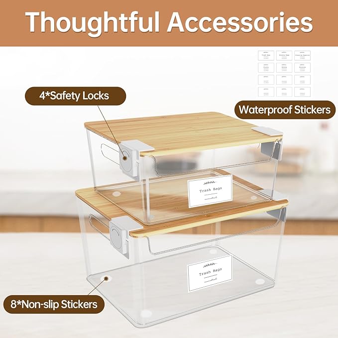 2 Pack Trash Bag Holder Under Sink Stackable, Plastic Garbage Dispenser