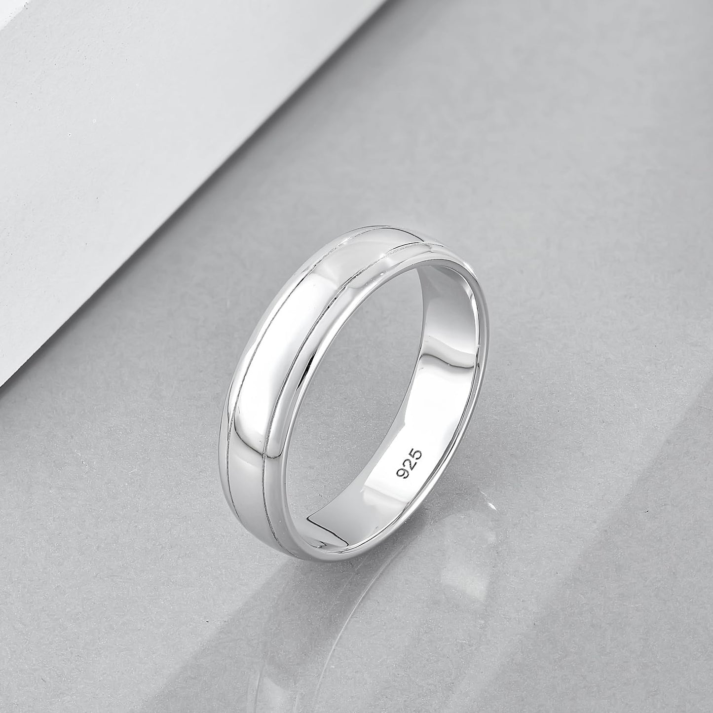 STARCHENIE 5mm Wedding Band Ring, 925 Sterling Silver Comfort Fit, Sizes 12