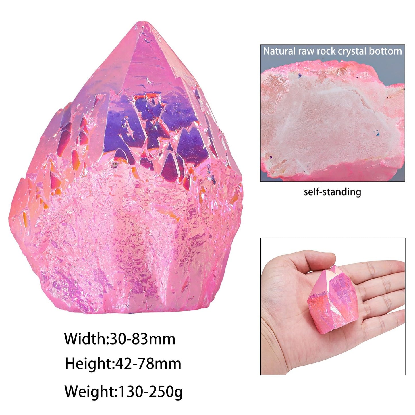 Rockcloud Natural Titanium Coated Purple AB Crystal Cluster Irregular Reiki Crystal Geode Mineral Specimen for Home Decor, Pink