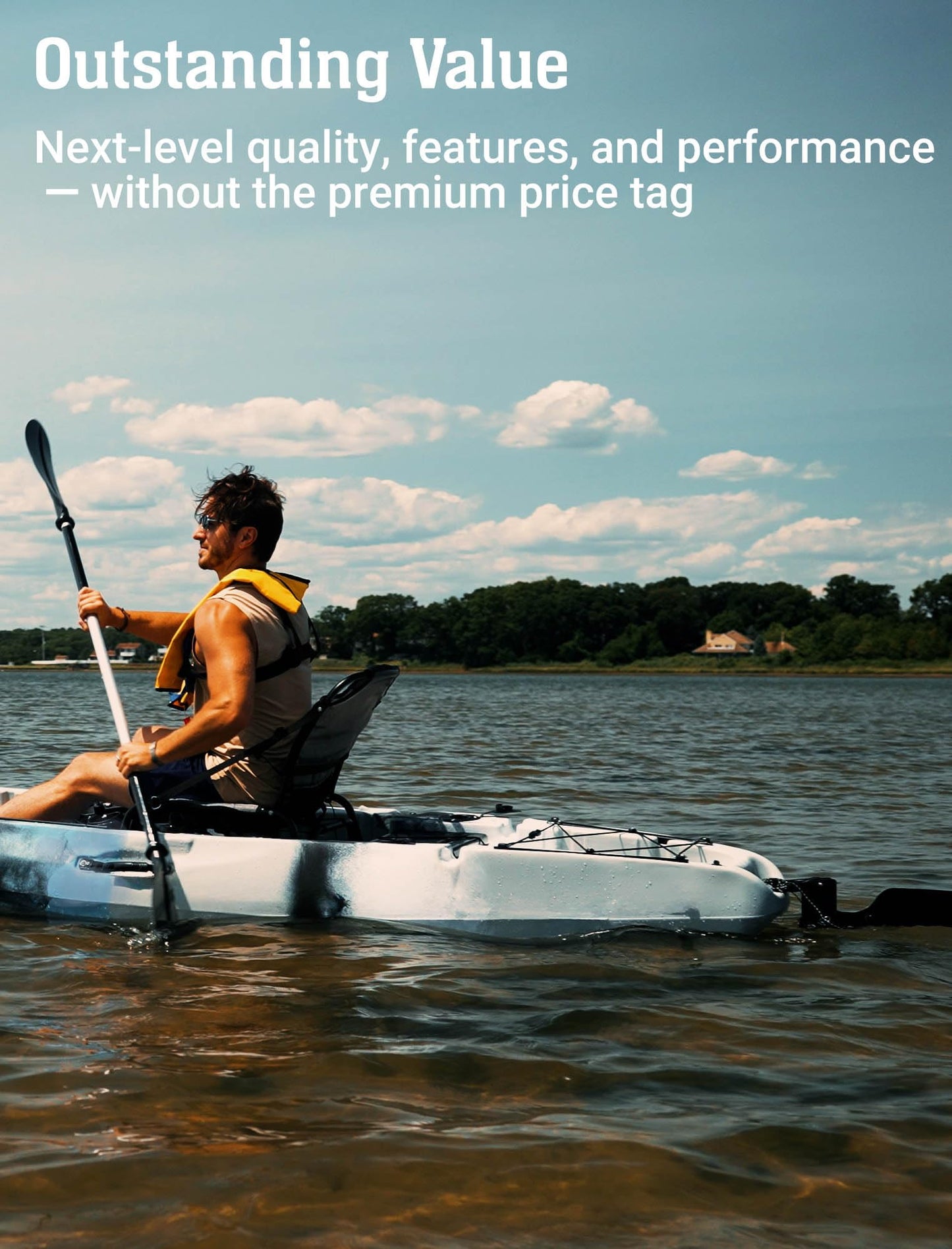 Brooklyn 10.0 Single Pedal Fishing Kayak by BKC, Lightweight Sit-On-Top Kayak with Flipper Drive, Rudder, Rod Holders & Cargo Storage