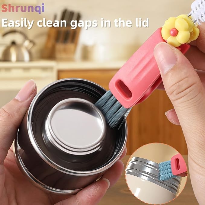 3 in 1 Cup Lid Cleaning Brush, 3 in 1 Multifunctional Cleaning Brush Portable