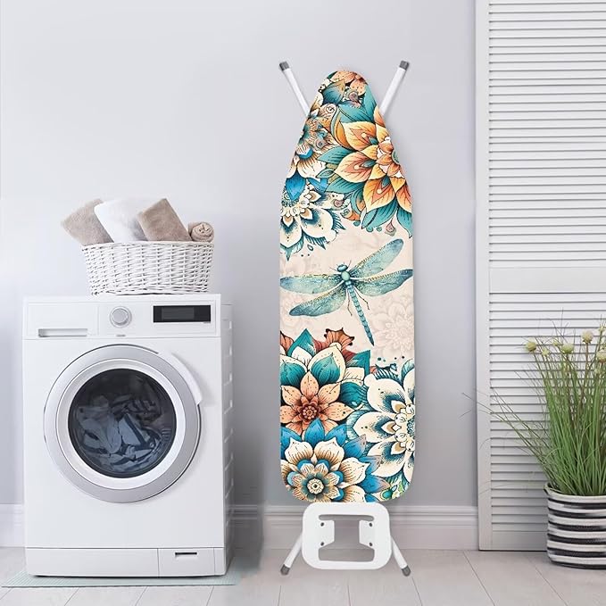 Boho Floral Dragonfly Ironing Board Cover 15x54 Inches, Standard Size Ironing