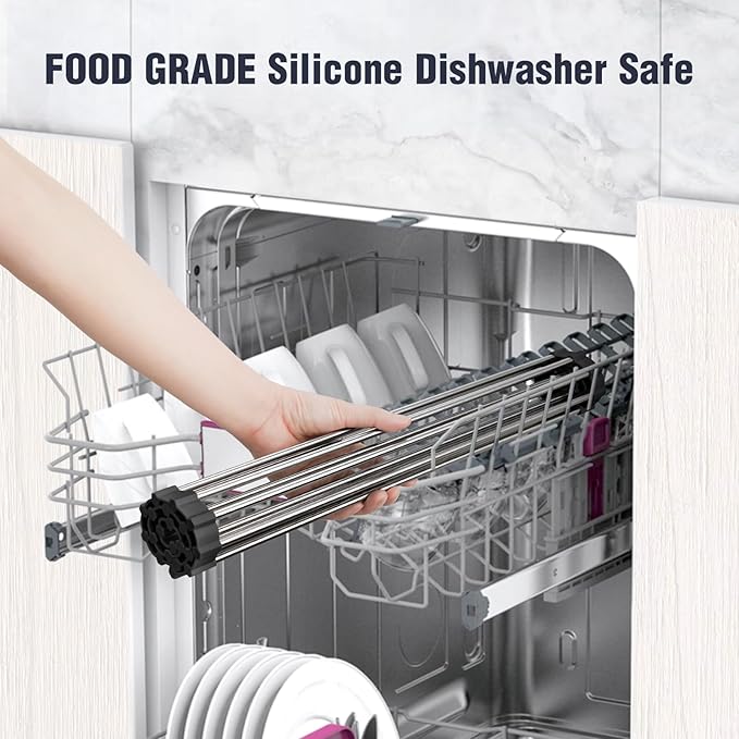 Tomorotec 21" x 15.5" Roll Up Dish Drying Rack Over Sink Drying Rack Sink Cover