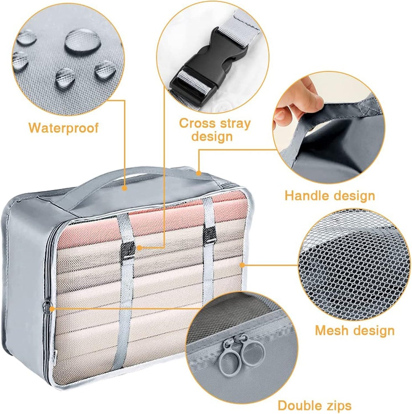 Packing Cubes for Suitcase - GEEDIAR 11 PCS Packing Cubes Travel Luggage Organizers Bag Waterproof Travel Essentials Bag Clothes Shoes Storage Bags（Grey）
