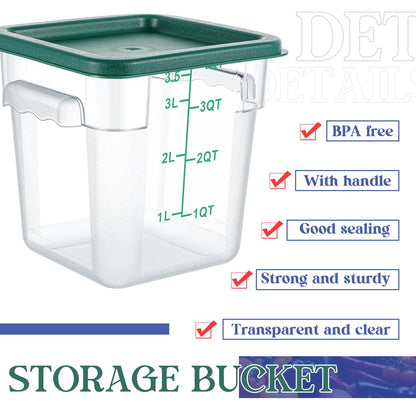 Ziliny 8 Set Square Food Storage Containers with Lid Contains 4 Pcs 6 Qt, 12 Quart and 4 Quart 2 Each, Clear Polycarbonate Commercial Food Storage Container Dough Proofing for Restaurant Home