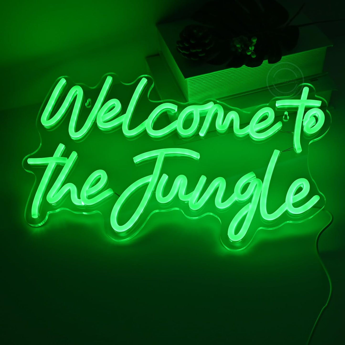 Britrio Welcome to the Jungle Neon Light Sign for Safari Jungle Themed Party Baby Shower Kids Birthday Gift Bedroom Bar Club LED Neon Wall Decor 5V USB Powered with Switch 15.75 Inch Green