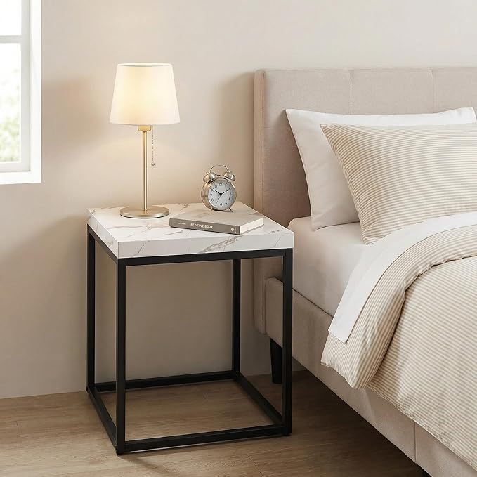 CENSI 18-Inch Marble Accent End Table/Side Table