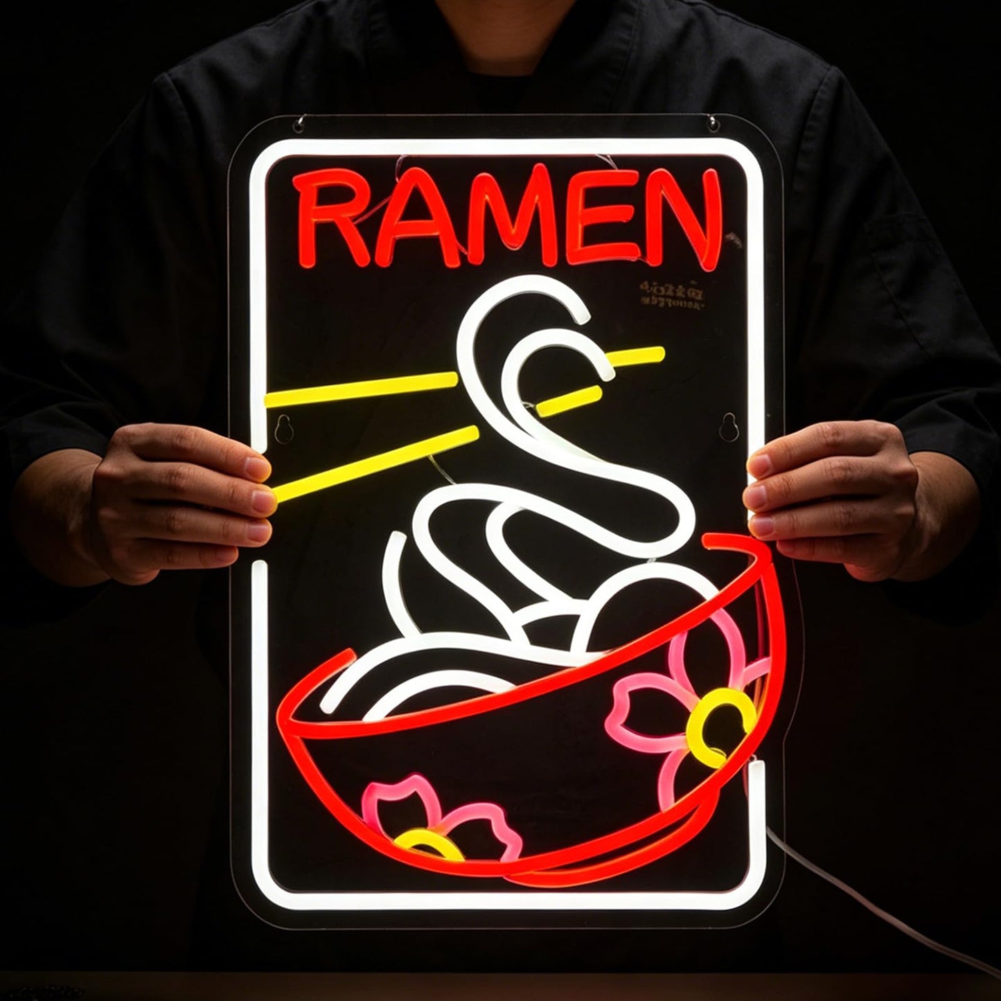 Ramen Neon Sign Sakura Ramen Neon Sign for Wall Decor Japanese Noodle USB Dimmable Neon Light Sign for Kitchen Restaurant Home Pub Party Man Cave Club Shops Hotel Store Business Gift