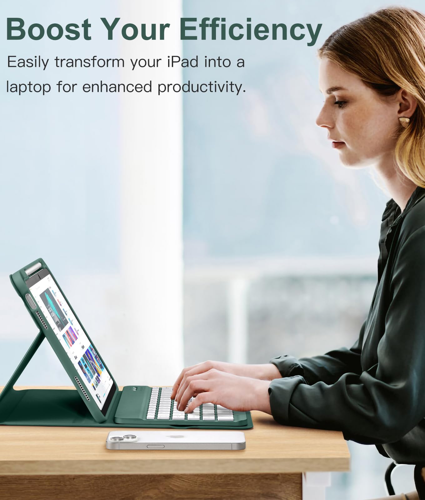 Vobafe Keyboard Case for iPad A16 11th Generation 2025/10th Generation 2022(11/10.9 inch), 7 Colors Backlit Detachable Folio Keyboard Cover with Pencil Holder for iPad 11/10 Gen, UK Layout, Pine Green