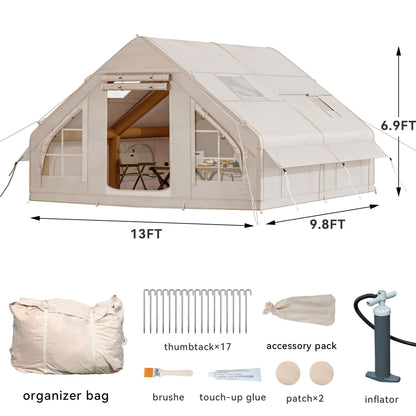 YITAHOME Inflatable Camping Tents, 8 Person Blow Up Hot Tent with Pump and Stove Jack, Easy Setup with Explosion Proof Valve, Waterproof Oxford Air Glamping for Camping