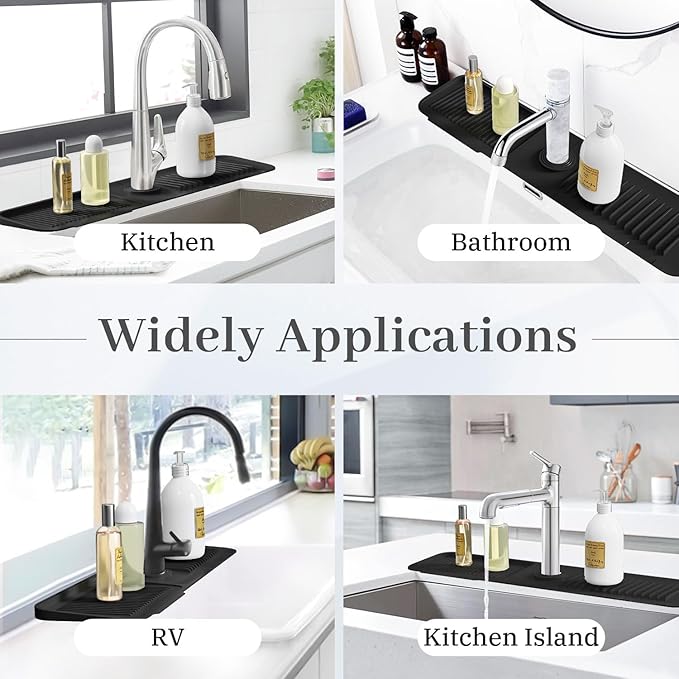 PoYang 24 Inch Faucet Mat for Kitchen Sink Splash Guard Behind Faucet, Sink