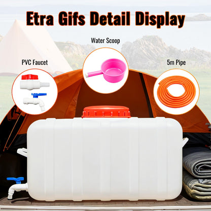 21Gallon/80L Water Storage Tank, Portable Water Tank for Outdoor Camping,Farms and Gardens, Rectangular Translucent White