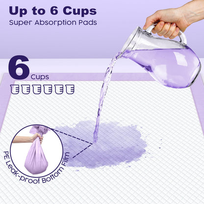 MIZOK Puppy Pads 60x90cm Puppy Traininig Pads Lavender Scented Odor Control Dog Pads Extra Large Super Absorption for Up to 6 Cups Leak-Proof Dog Training Pads with 6 Layers (50 Counts)