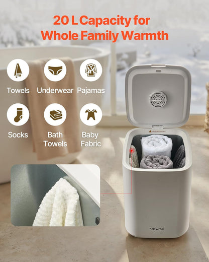 VEVOR Towel Warmers for Bathroom, Towel Warmer Bucket Auto Shut Off for Spa Fits up to 3 Oversized Towels, Blankets, Clothes, Bathrobes, PJ's and More