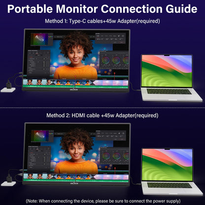 InnoView 23.8" Large Portable Monitor, FHD 144HZ 100% SRGB IPS USB-C HDMI Work Home Gaming Second Monitor 1080P W/180°Adjustable Stand for Laptop, MacBook, Phones
