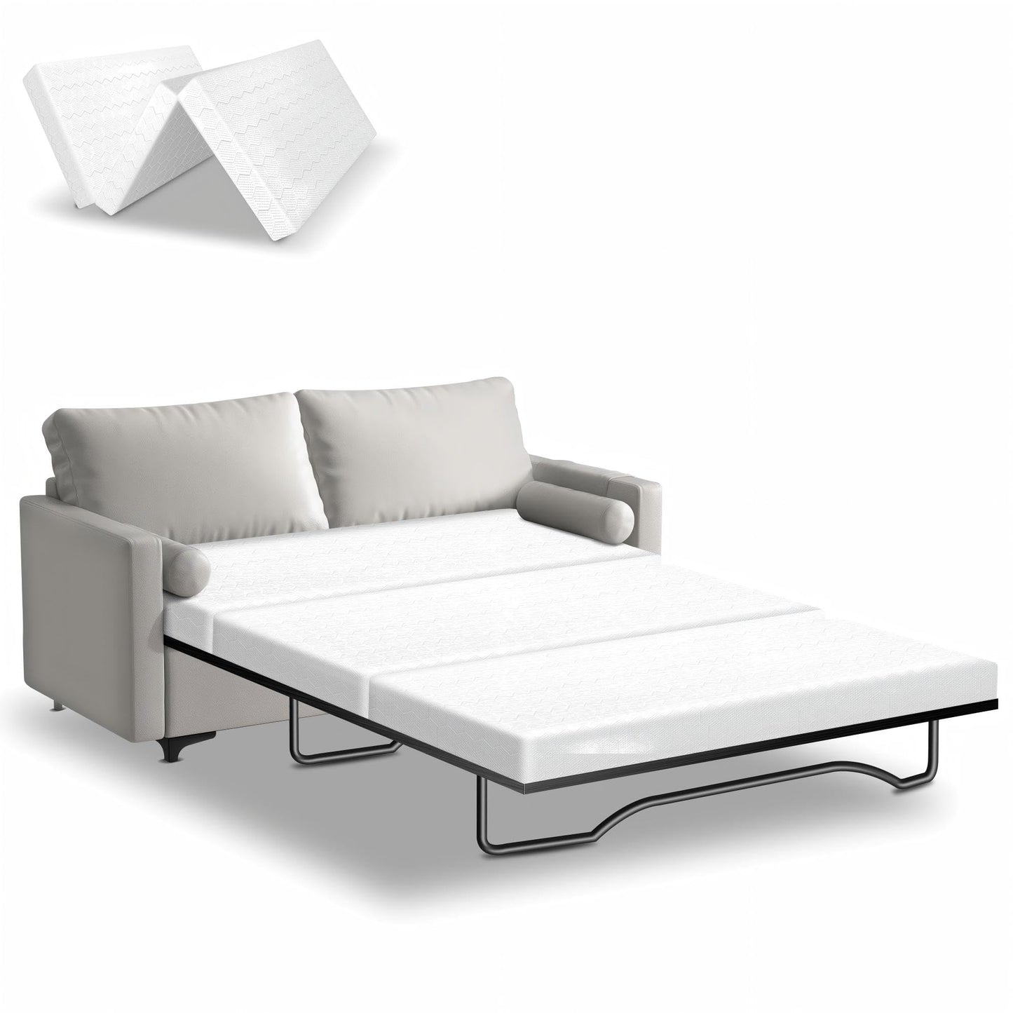 Srora 4 Inch Sofa Bed Mattress Replacement, Queen Size 72" x 59", CertiPUR-US Certified, Foldable Design with Breathable Removable Washable Cover for Sleeper Couch, RV, Guest Room