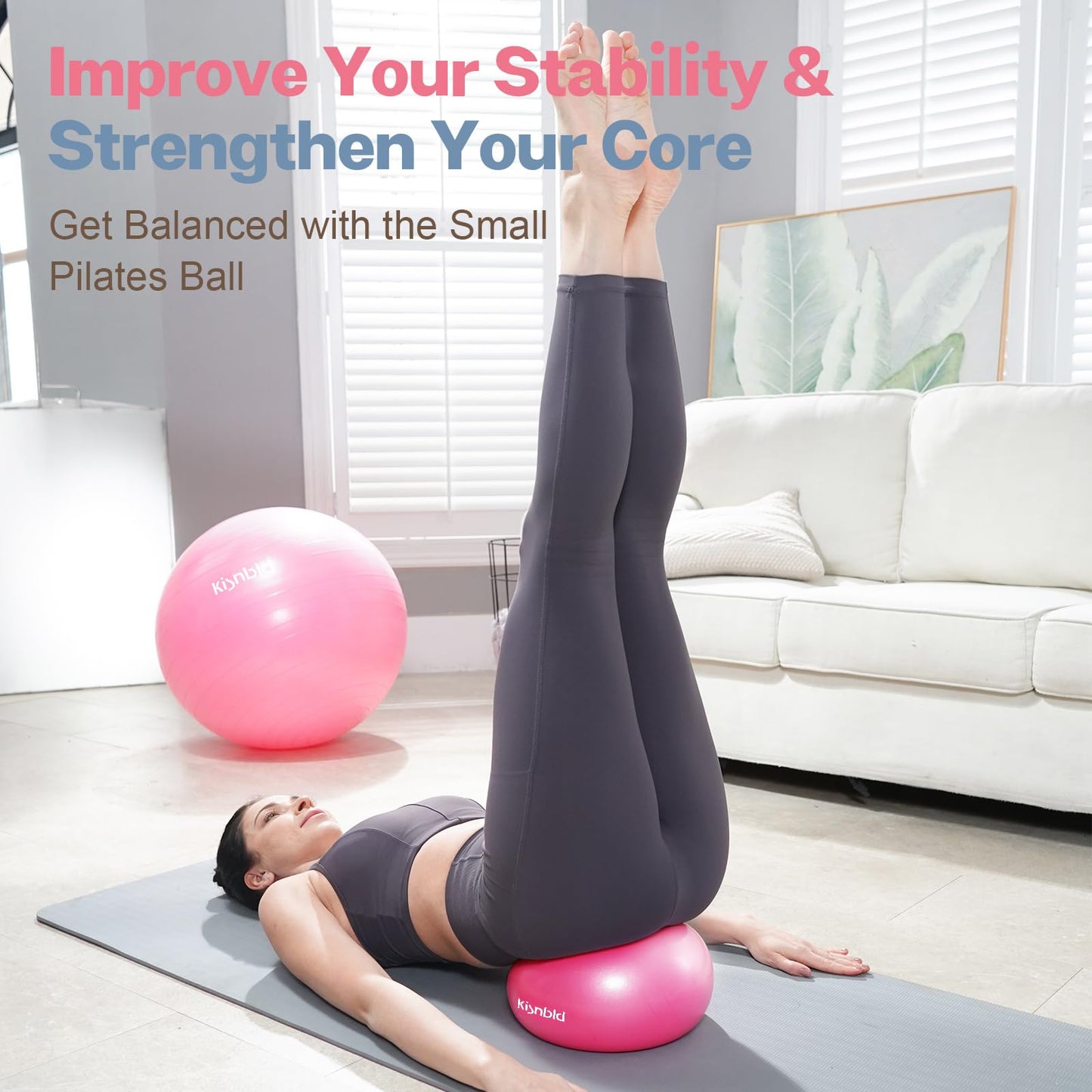 Small Exercise Ball, 9 Inch Mini Pilates Ball, Anti Burst and Slip Resistant Mini Yoga Ball for Stability, Fitness, Physical Therapy, Stretching & Core Strength Workout at Home Gym & Office