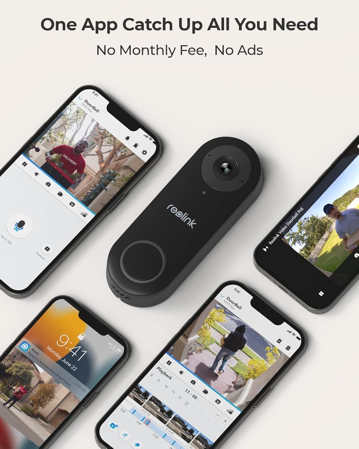 REOLINK Video Doorbell WiFi Camera - Wired 2K Outdoor, 5G&2.4G WiFi, 4:3 Wide View Angle, Smart Detection, Local Storage, No Subscription Front Door Home Security, Customized Chime V2