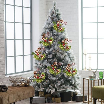 RSACCSKY 3 Pack Artificial Christmas Floral Picks Lime Green Red Berry Stems Xmas Tree Branches with Glitter Ball for Party Flower Arrangement Centerpieces (Green)