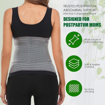 MAMODY Postpartum Belly Wrap, Postpartum Belly Band, Abdominal Binder (Polyester Made with Bamboo Charcoal Fiber),S/M
