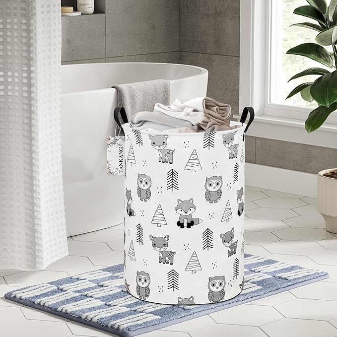 FANKANG Storage Basket, Nursery Hamper Canvas Laundry Basket Foldable