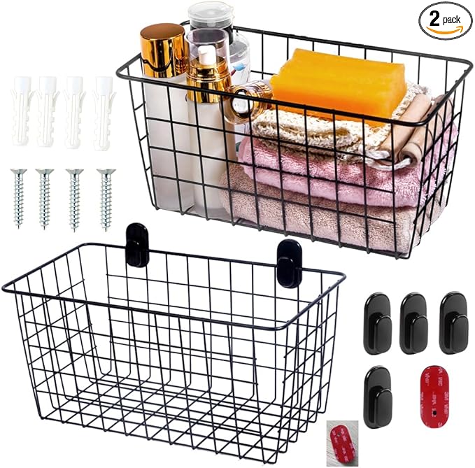 2 Pack【Extra Large】Hanging Kitchen Basket, Wire Storage Basket,
