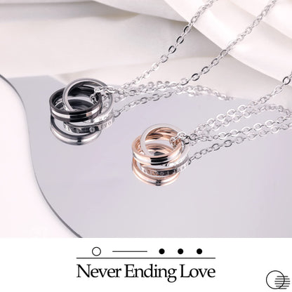 Feraco His Hers Matching Set Necklace For Couples, Titanium Stainless Steel Promise Love Pendant Necklaces, Jewelry Gifts for Girlfriend Boyfriend