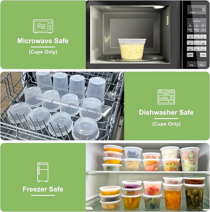 60 Sets Deli Containers with Lids, 32/16/8 oz X 20 Set Each, Leak-Proof & BPA