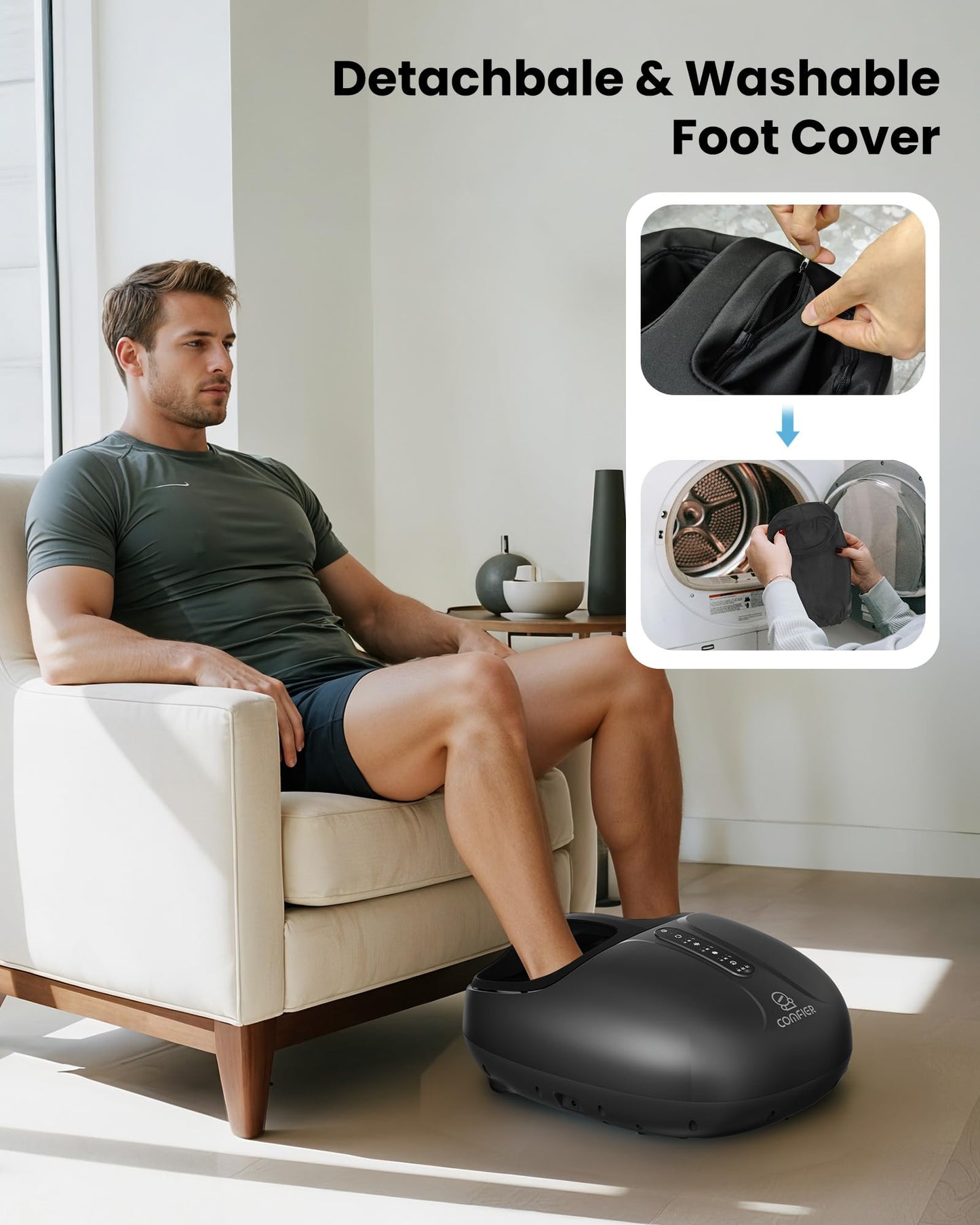 COMFIER Large Shiatsu Foot Massager with Heat,Size Up to 15",FSA Eligible Items & HSA Store,Electric Feet Massager for Plantar Fasciitis,Neuropathy,Foot Warmer,Father‘s Day Gift for Dad