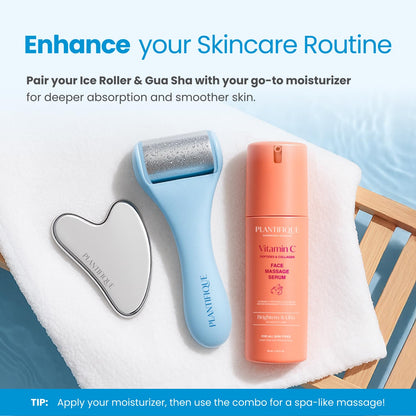 PLANTIFIQUE Jade Roller & Gua Sha Set – Real Jade Facial Tools for Skin Care Routine – Certified Face Massager for Radiant Skin