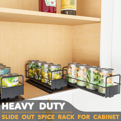SpaceAid Pull Out Spice Rack Organizer for Cabinet, Heavy Duty Slide Out Seasoning Kitchen Organizer, Cabinet Organizer, with Labels, 5.2" W x10.75 D x10 H, 2 Drawers 2-Tier