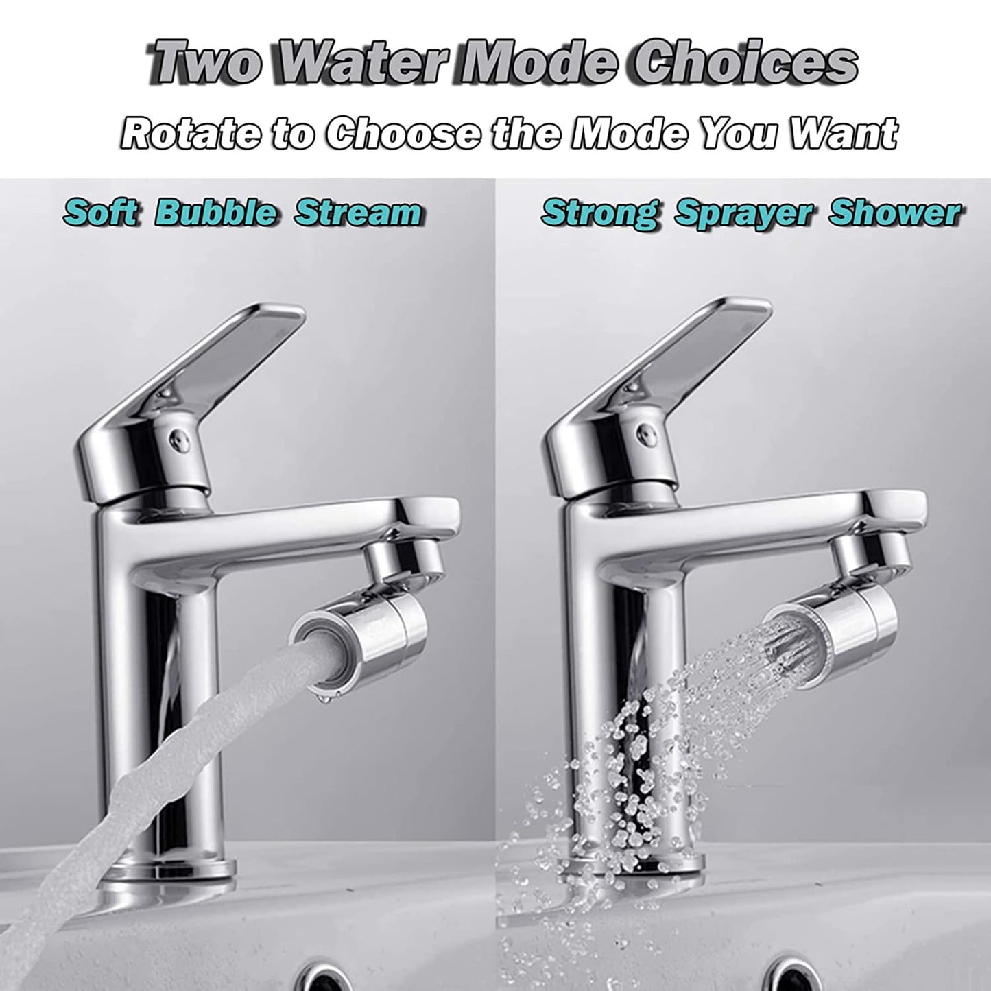 Kitchen Tap Spray Head, 360° Swivel Spout Kitchen Sink Tap, Tap Faucet Attachment Spray with 2 Functions Modes, Replacement Tap Aerator Sprayer Accessories, Universal Tap Adapter Attachment